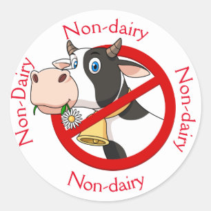 Non laitier avec Sticker rond Vache