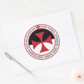 Non Nobis Domine Tempelier Kruiszegel Ronde Sticker (Envelop)