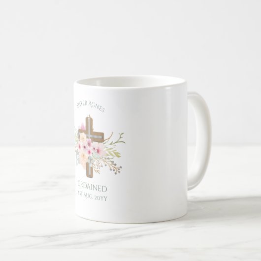 NON - Priesterwijding of Jubileum - Bloemenkruis Koffiemok (Voorkant rechts)