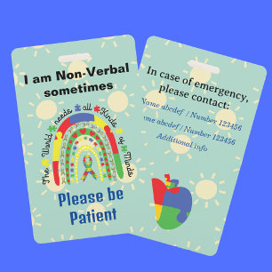 Non Verbal Autisme awareness lanyard autistische I Badge