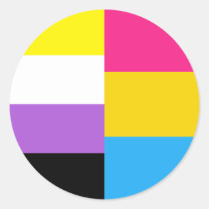 Nonbinaire pansexuele duale pride vlag ronde sticker