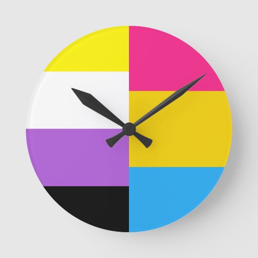 Nonbinaire pansexuele duale trotsvlag ronde klok (Voorkant)