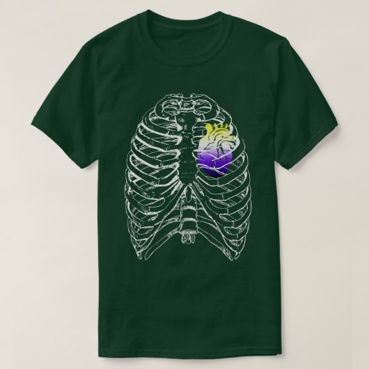Nonbinary anatomic Heart Ribcage NB Enby Pride H T-shirt (Design voorkant)