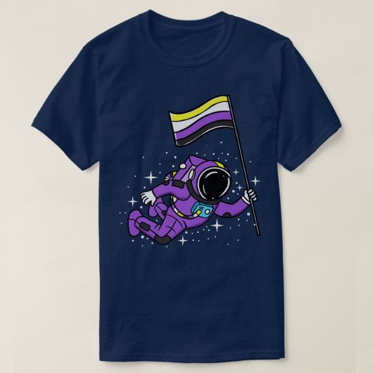 Nonbinary Astronaut in ruimte Nonbinary Pride T-shirt (Design voorkant)