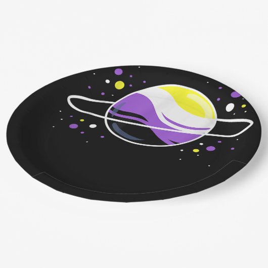 Nonbinary Buitenspatie Planet Nonbinary Pride Papieren Bordje (Gekanteld)