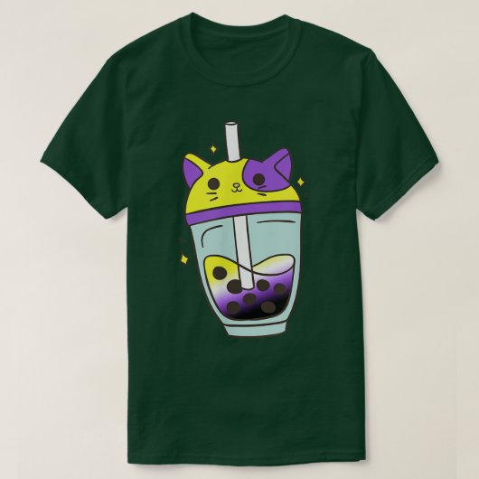 Nonbinary Cat Bubble Tea Lover Kawaii LGBT Non Bin T-shirt (Design voorkant)
