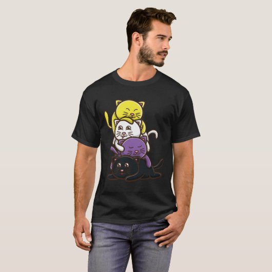 Nonbinary Cat Nonbinary Pride T-shirt (Voorkant volledig)