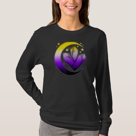 Nonbinary Celestial Spiritueel Enby Pride Moon Boh T-shirt (Voorkant)