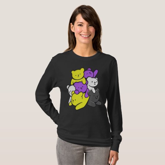 Nonbinary Cute Beren Nonbinary Flag Nonbinary Prid T-shirt (Voorkant volledig)
