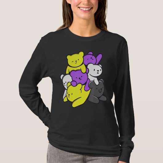 Nonbinary Cute Beren Nonbinary Flag Nonbinary Prid T-shirt (Voorkant)