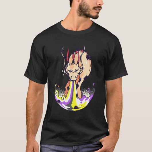 Nonbinary Dragon FIre LGBTQ Nonbinary Flag Nonbina T-shirt (Voorkant)