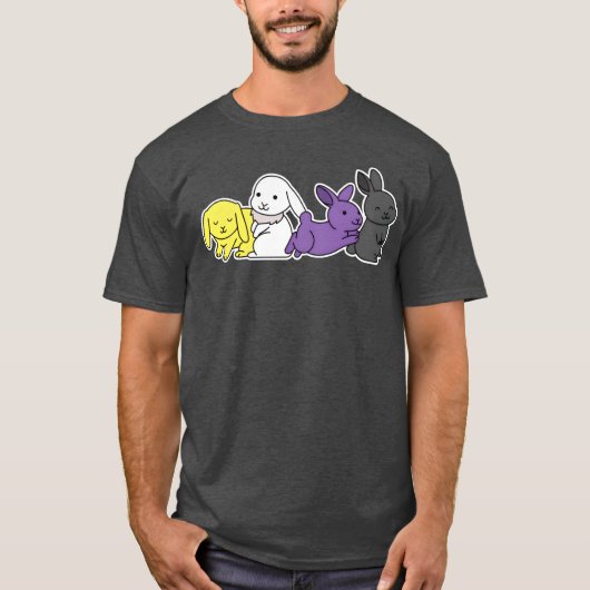 Nonbinary Flag Bunny Design for proud Enbys friend T-shirt (Voorkant)