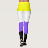 Nonbinary Flag Geel Wit Paarse Zwart Gestreept Leggings (Achterkant)