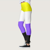 Nonbinary Flag Geel Wit Paarse Zwart Gestreept Leggings (Links)