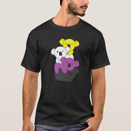 Nonbinary Flag Pile Pride LGBTQ Koalas Leuke Nonbi T-shirt (Voorkant)