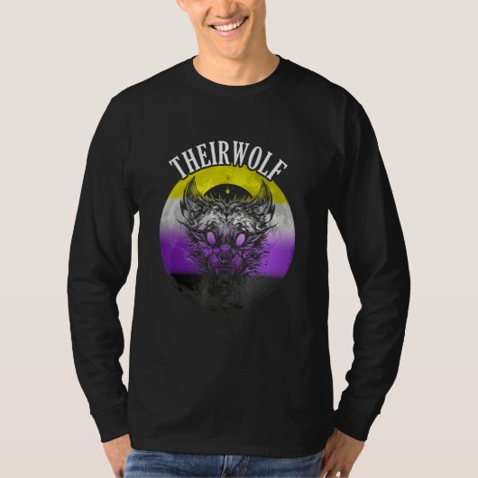Nonbinary Flag Theirwolf Nonbinary Pride LGBTQ Gen T-shirt (Voorkant)