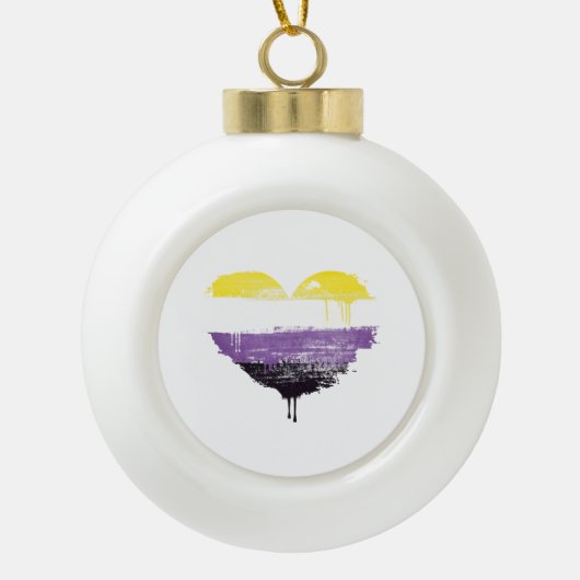 NONBINARY HART KERAMISCHE BAL ORNAMENT (Voorkant)