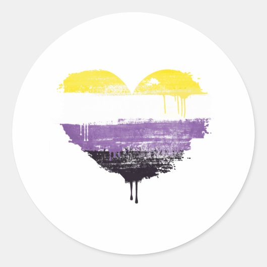 NONBINARY HART RONDE STICKER (Voorkant)