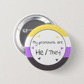 Nonbinary he/they Pronoun Pin Ronde Button 5,7 Cm (Voorkant /achterkant)