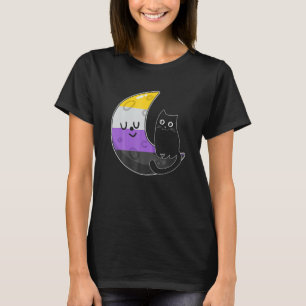 Nonbinary moon Space Cat LGB Pride met NB non Bin T-shirt