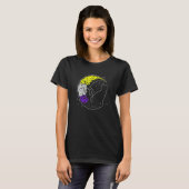 Nonbinary moon Space Cat LGBT Pride with NB Non Bi T-shirt (Voorkant volledig)