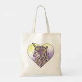 Nonbinary NB Pride Unicorn Zen Doodle Heart Tote Bag (Achterkant)
