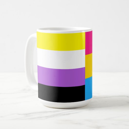 Nonbinary Pansexual Dual Pride Flag Koffiemok (Voorkant links)