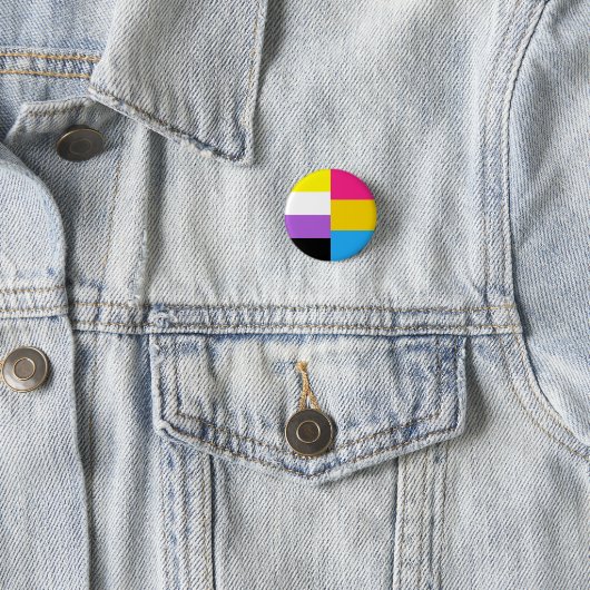 Nonbinary Pansexual Dual Pride Flag Ronde Button 3,2 Cm (In situ)