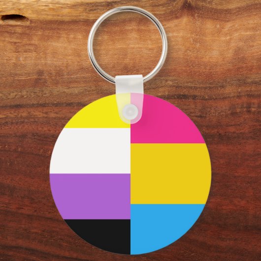 Nonbinary Pansexual Dual Pride Flag Sleutelhanger (Voorkant)