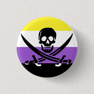 Nonbinary Pirate Pride Flag Button