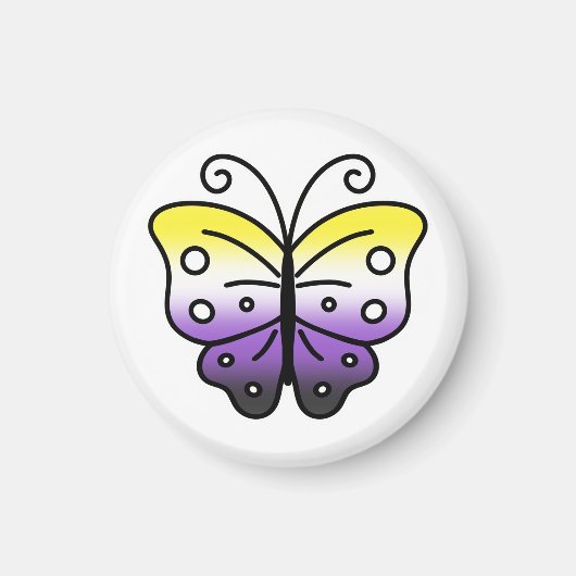 Nonbinary Pride Butterfly Magnet (Devant)