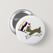 Nonbinary Pride Corgi Pin Ronde Button 5,7 Cm (Voorkant /achterkant)