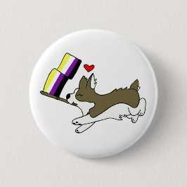 Nonbinary Pride Corgi Pin Ronde Button 5,7 Cm