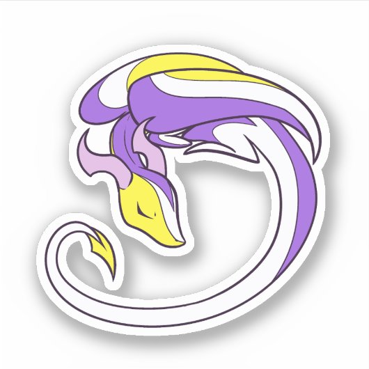 Nonbinary Pride Dragon Sticker (Voorkant)