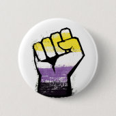 Nonbinary Pride Fist Ronde Button 5,7 Cm (Voorkant)