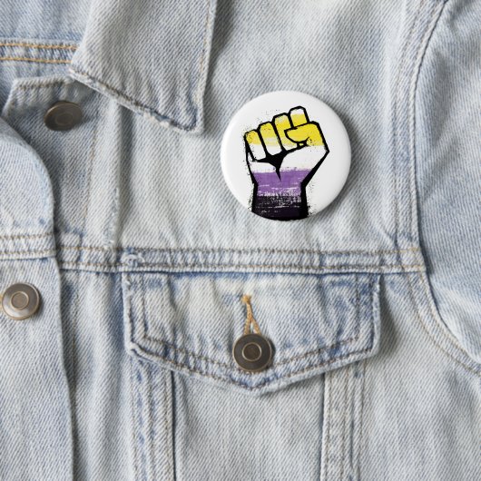 Nonbinary Pride Fist Ronde Button 5,7 Cm (In situ)