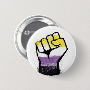 Nonbinary Pride Fist Ronde Button 5,7 Cm