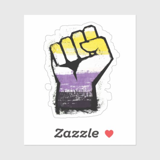 Nonbinary Pride Fist Sticker (Vel)