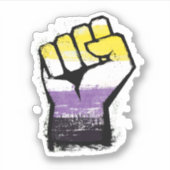 Nonbinary Pride Fist Sticker (Voorkant)
