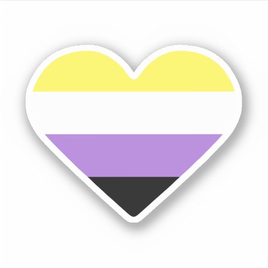 Nonbinary Pride Flag Heart Sticker (Voorkant)