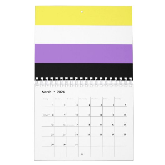 Nonbinary Pride Flag Kalender (Mar 2026)