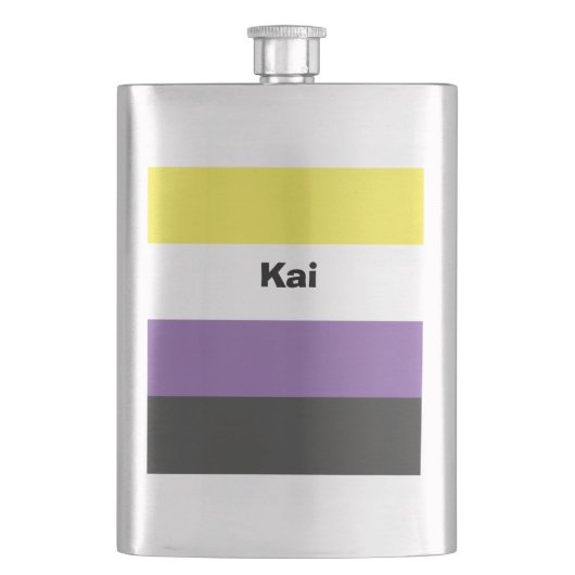 Nonbinary Pride Flag Name of Monogram Flacon (Voorkant)