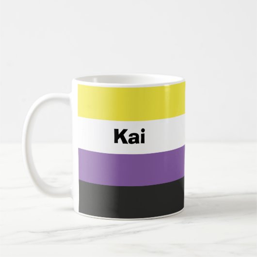 Nonbinary Pride Flag Name of Monogram Koffiemok (Links)