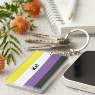 Nonbinary Pride Flag Name of Monogram Sleutelhanger