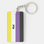 Nonbinary Pride Flag Name of Monogram Sleutelhanger (achterkant)