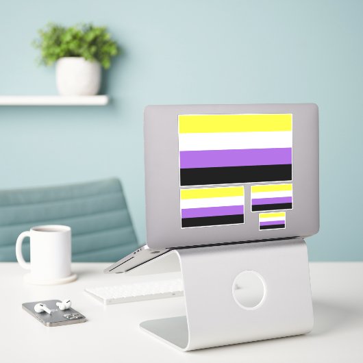 Nonbinary Pride Flag Sticker Pack (Laptop op bureau)