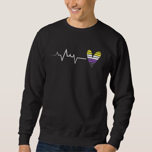 Nonbinary Pride Heartbeat Heart Non Binary Flag PR Trui (Voorkant)