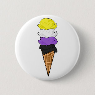 Nonbinary Pride Ice Cream Ronde Button 5,7 Cm