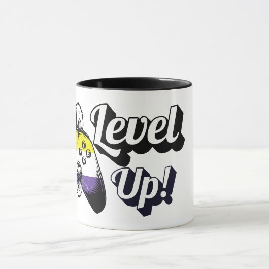 Nonbinary Pride Level Up Tiger Paw Controller Mug (Centre)