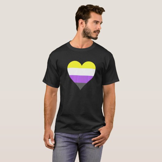 Nonbinary Pride LGBT Nonbinary Heart Nonbinary Fla T-shirt (Voorkant volledig)